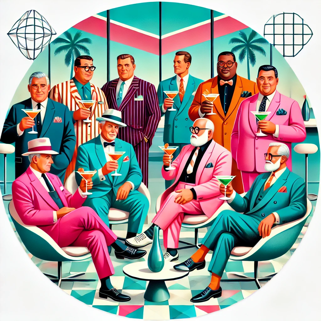 Lounge Cocktail Party Gay Men Round Tshirt 2